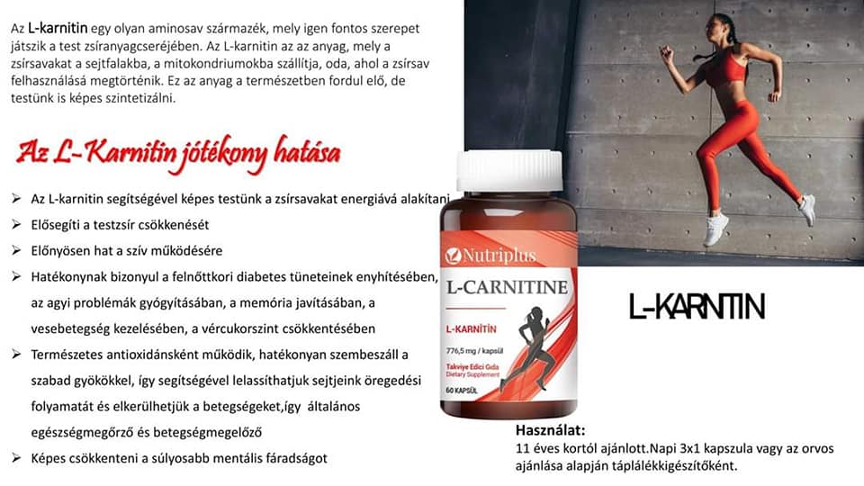 Farmasi Táplálékkiegészítő, Étrendkiegészítő  NUTRIPLUS L-karnitin 